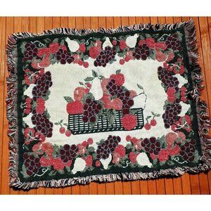 Vineyard Grapes Placemats with Fringe Apples Wine Harvest Themed 8 pc